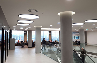 LED lighting in a shopping centre, Prague