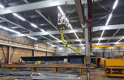 High-brightness LED tubes at a construction plant, Freiburg